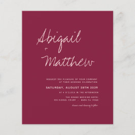 Budget Burgundy Minimalist Weddenschap Flyer