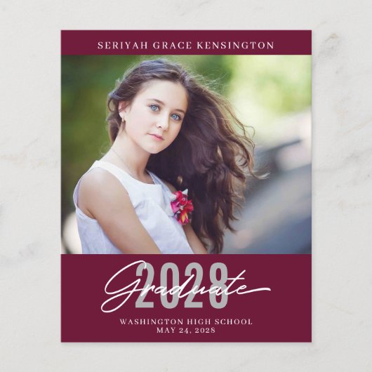 Budget Burgundy Modern Elegant Afstuderen (Voorkant)