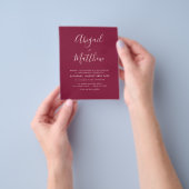 Budget Burgundy Modern Photo Wedding Invitation Fl Flyer (Hand)