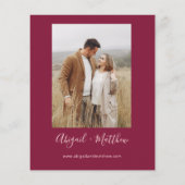 Budget Burgundy Modern Photo Wedding Invitation Fl Flyer (Achterkant)