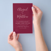 Budget Burgundy Modern Photo Wedding Invitation Flyer (Hand)