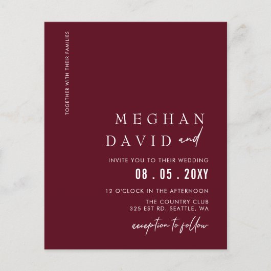 Budget Burgundy Modern Wedding (Voorkant)