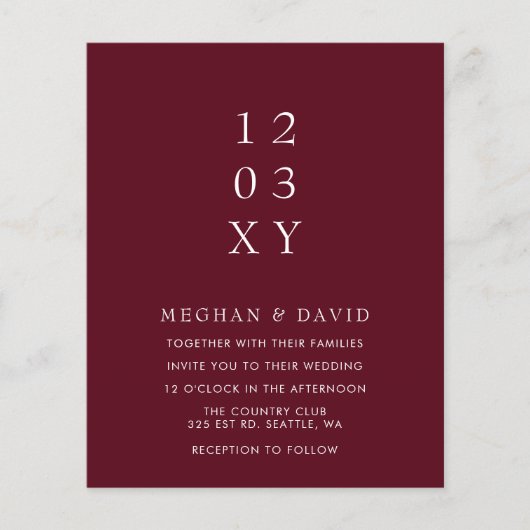 Budget Burgundy Modern Wedding (Voorkant)