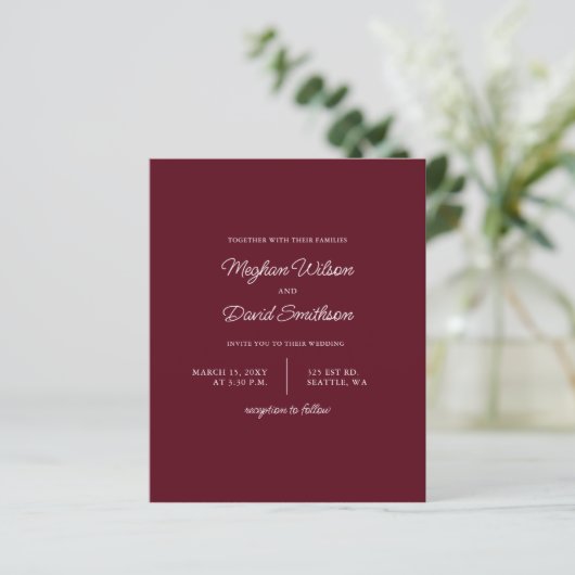 Budget Burgundy Modern Wedding (Staand voorkant)