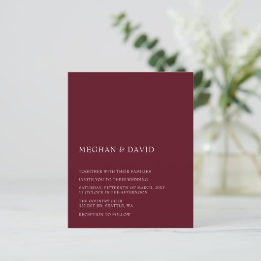 Budget Burgundy Modern Wedding (Staand voorkant)