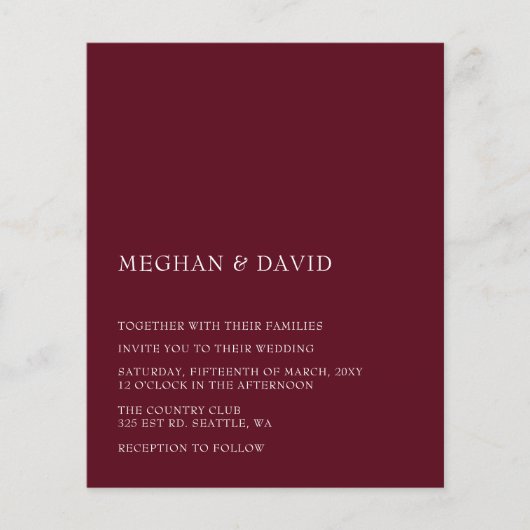 Budget Burgundy Modern Wedding (Voorkant)