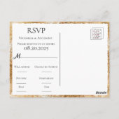 Budget Burgundy Monogram Floral Gold RSVP Briefkaart (Achterkant)