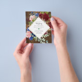 BUDGET Burgundy Navy Bloemige Trouwkaarten Flyer (Hand)