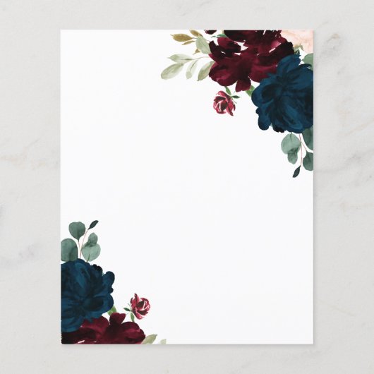 Budget Burgundy & Navy Blue Dedication Invitation (Achterkant)