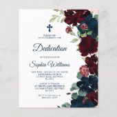 Budget Burgundy & Navy Blue Dedication Invitation (Voorkant)