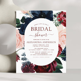 Budget Burgundy Navy Blue Floral Vrijgezellenfeest