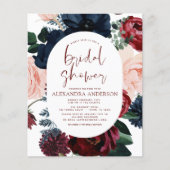 Budget Burgundy Navy Blue Floral Vrijgezellenfeest (Voorkant)