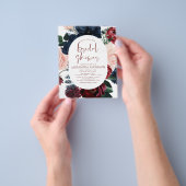 Budget Burgundy Navy Blue Floral Vrijgezellenfeest Flyer (Hand)
