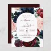 Budget Burgundy Navy Blue Floral Wedding (Voorkant / Achterkant)