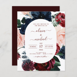 Budget Burgundy Navy Blue Floral Wedding
