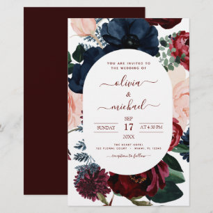 Budget Burgundy Navy Blue Floral Wedding