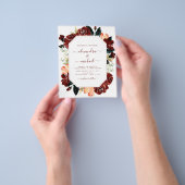 Budget Burgundy Navy Blue Floral Wedding Elegant Flyer (Hand)