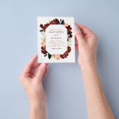 Budget Burgundy Navy Blue Floral Wedding Elegant Flyer (Hand)