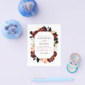 Budget Burgundy Navy Blue Floral Wedding Elegant Flyer (Enkel)