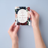 Budget Burgundy Navy Blue Floral Wedding Flyer (Hand)
