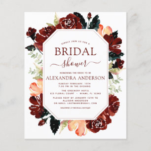 Budget Burgundy Navy Blue Vrijgezellenfeest Floral Flyer