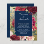 Budget Burgundy Navy Blue Wedding Invitation (Voorkant / Achterkant)