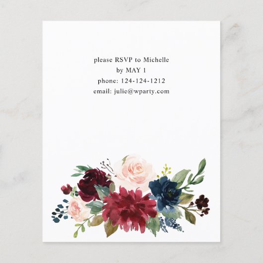 Budget Burgundy Navy & Blush Pink Graduparty Flyer (Achterkant)