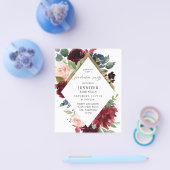 Budget Burgundy Navy & Blush Pink Graduparty Flyer (Enkel)