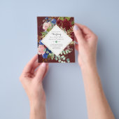 BUDGET Burgundy Navy Floral Wedding Invitations Flyer (Hand)