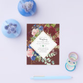 BUDGET Burgundy Navy Floral Wedding Invitations Flyer (Enkel)