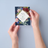 BUDGET Burgundy Navy Floral Wedding Invitations Flyer (Hand)