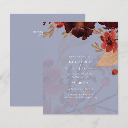 Budget Burgundy Oranje Herfst Floral Wedding (Voorkant / Achterkant)