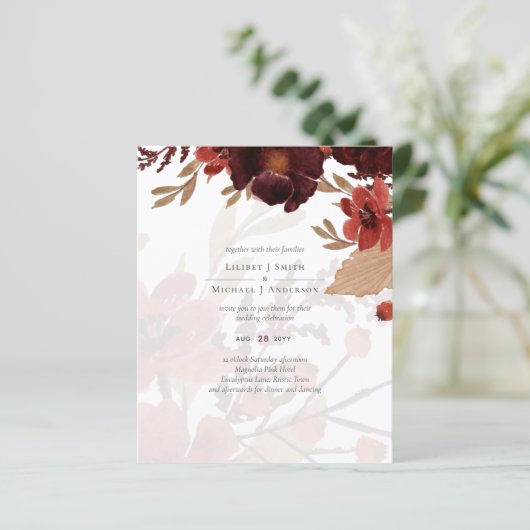 Budget Burgundy Oranje Herfst Floral Wedding (Staand voorkant)