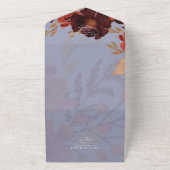 Budget Burgundy Oranje Herfst Floral Wedding All In One Uitnodiging (Buitenkant)