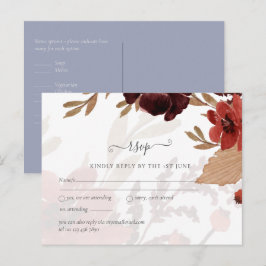 Budget Burgundy Oranje Herfst Floral Wedding Briefkaart