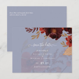 Budget Burgundy Oranje Herfst Floral Wedding Briefkaart