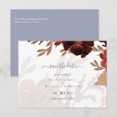 Budget Burgundy Oranje Herfst Floral Wedding Briefkaart (Voorkant / Achterkant)