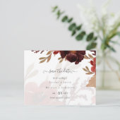 Budget Burgundy Oranje Herfst Floral Wedding Briefkaart (Staand voorkant)