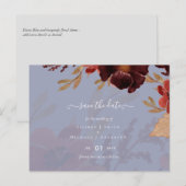 Budget Burgundy Oranje Herfst Floral Wedding Briefkaart (Voorkant / Achterkant)