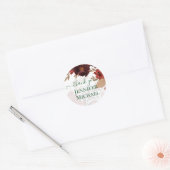 Budget Burgundy Oranje Herfst Floral Wedding Ronde Sticker (Envelop)