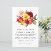 Budget Burgundy Oranje Yellow Pink Wedding Invite (Staand voorkant)