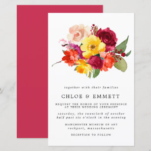 Budget Burgundy Oranje Yellow Pink Wedding Invite