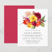 Budget Burgundy Oranje Yellow Pink Wedding Invite (Voorkant / Achterkant)