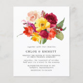 Budget Burgundy Oranje Yellow Pink Wedding Invite (Voorkant)