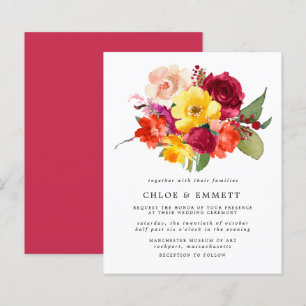 Budget Burgundy Oranje Yellow Pink Wedding Invite