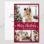 Budget Burgundy Photo Collage Kerstmis Thin Kaart (Voorkant / Achterkant)
