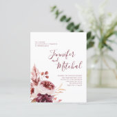 BUDGET Burgundy & Pink Fall Weduwuitnodiging (Staand voorkant)