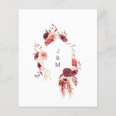 BUDGET Burgundy & Pink Fall Weduwuitnodiging (Achterkant)