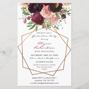 Budget Burgundy & Pink Floral voor Afstudeerder Pa