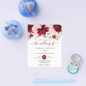 Budget Burgundy Pink Floral Wedding Flyer (Enkel)